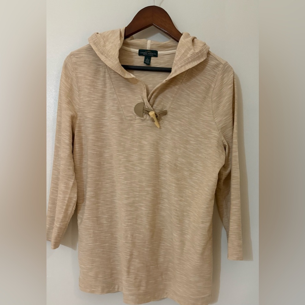 Lauren Ralph Lauren, Lauren Jeans Co. Tan/Beige Hoodie Shirt Size: L